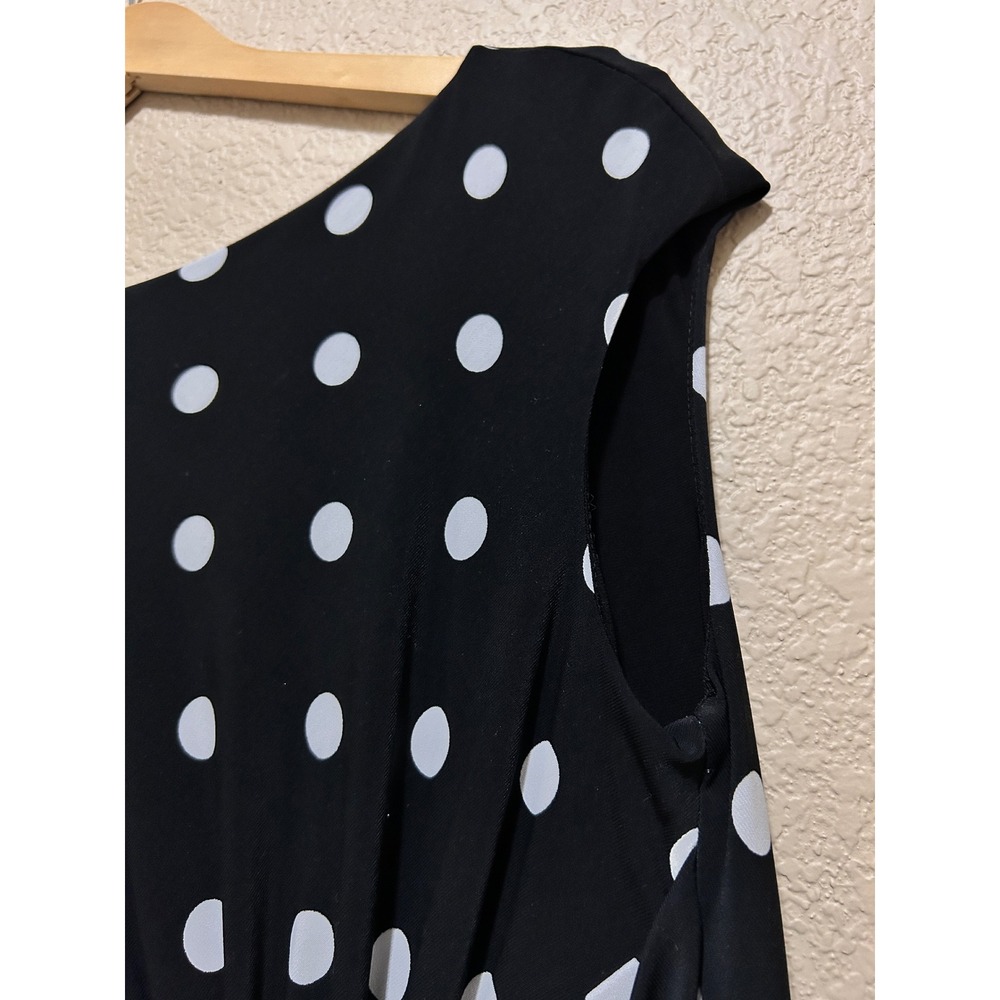 Lauren Ralph Lauren 14 Polka Dot Twist Front Sheath Dress Black White Sleeveless - Picture 8 of 11